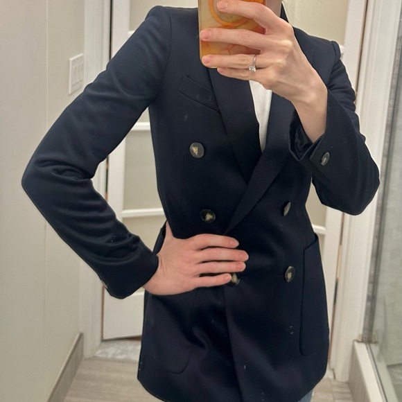 Reiss Astrid Wool Blend Midnight Blue Blazer - Picture 4 of 9
